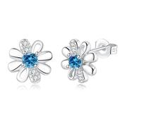 DOA Pendientes de tuerca de plata de ley con cristales de circonita, color amarillo, rosa, verde, blanco, azul, regalo para niñas, Extra Large, Circonita cúbica, Circonia cúbica