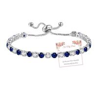 DOA Pulseras para mujer, pulsera de plata de ley chapada en plata de ley para mujer, regalos de cumpleaños para madres y hermanas con tarjetas, pulsera de tenis chapada en plata de ley, Adjustable