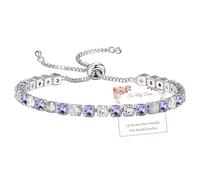 DOA Pulseras para mujer, pulsera de plata de ley chapada en plata de ley para mujer, regalos de cumpleaños para madres y hermanas con tarjetas, pulsera de tenis chapada en plata de ley, Adjustable