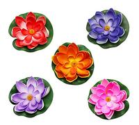 Doafoce 5Pcs Decoración de Flor de Loto Flotantes de Flor de Loto Loto Artificial Flor de Nenúfar de Espuma para Estanque de Jardín Fuente Decoración de Acuarios