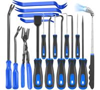 Doaho Juego de 13 herramientas de gancho y púa de precisión, incluye linterna magnética extensible, herramienta de extracción de sujetadores y herramienta raspadora de juntas automotrices para