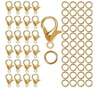 DOANTE 50 Piezas Cierre De Mosquetón 100 Piezas Anillas Abiertas, Cierre Pulsera, enganches para Pulseras, para Hacer llaveros, para DIY Llaves, Colgantes(Oro)