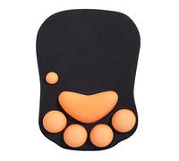 DOBAOJIA Alfombrilla de Ratón Ergonómica, Alfombrilla de Ratón Reposamuñecas, Alfombrilla de Ratón con Pata de Gato, Mouse Pad Gaming, con Gel Silicona, para el hogar/Oficina/Juegos, Negro y Naranja