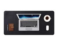 DOBAOJIA Alfombrilla de Ratón Extendida Mousepad Tapete de Escritura Estera Oficina Alfombrilla de Escritorio Protector Escritorio, Cuero PU Impermeable + Gamuza Antideslizante (80 x 40 cm Negro)