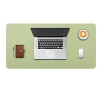 DOBAOJIA Alfombrilla de Ratón Extendida Mousepad XL, Vade Escritorio Tapete de Escritura Estera Oficina Almohadilla Escritorio, Cuero PU Impermeable + Gamuza Antideslizante (80 x 40cm Verde Claro)