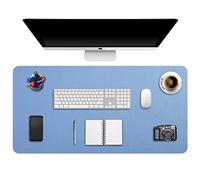 DOBAOJIA Alfombrilla de Ratón Grande, Mousepad XXL, Vade Escritorio, Tapete de Escritura, Estera Oficina, Almohadilla Escritorio, Cuero PU Impermeable + Gamuza Antideslizante (90 x 43cm Azul Acero)