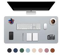 DOBAOJIA Alfombrilla de Ratón Mousepad XXL, Tapete de Escritura Estera Oficina Alfombrilla de Escritorio Protector Escritorio, Cuero PU Impermeable+Gamuza Antideslizante 90 x 43cm (Gris)