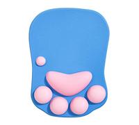 DOBAOJIA Alfombrilla de Ratón Reposamuñecas, Alfombrilla de Ratón con Pata de Gato, Mouse Pad Gaming, con Gel de Silicona, para el hogar/Oficina/Juegos, Azul y Rosa