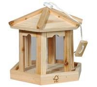 dobar 21399 FSC - Caseta de pájaros (6 Cuadrados, pulverizador con Certificado FSC), Colores Naturales lacados a Prueba de Agua con Cristal acrílico y Soporte, Color Plateado y suspensión
