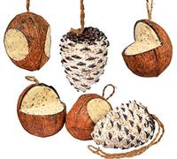 dobar 24102e - Mezcla de Comida para pájaros, Mezcla de pienso para Colgar, Cuatro Cocos Rellenos y Dos Tapones Grandes, Color Natural