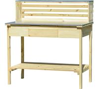 dobar® 29141FSCe XXL - Mesa para Plantas de Madera de Pino Maciza, con Superficie de Trabajo galvanizada y Estante, Resistente a la Intemperie, 117 x 62 x 124 cm, Color Natural