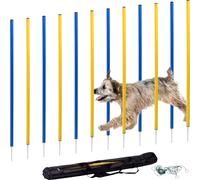 dobar® 50807 Agility Slalom Set 12 Piezas Agility Set para Perros, Barras de Slalom Bicolor para Entrenamiento, Entrenamiento de Habilidades, Altura 110 cm, Azul/Amarillo
