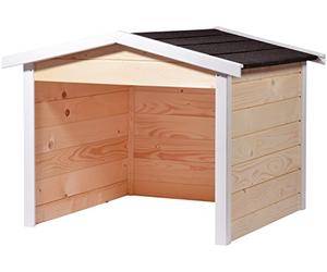 dobar 56198e Robot cortacésped de garaje de madera, césped Robot de CarPort, 87 x 80 x 70 cm, natural de color blanco de antracita, Beige/natural de color blanco de antracita