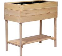 dobar 58176FSCe - Jardinera Alta de Madera con balda - Semillero para Verduras - Hierbas en el jardín y balcón - L (80 x 40 x 78 cm) - Natural