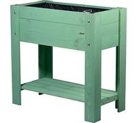 dobar 58292FSCe - Elegante bancal Alto Urban con Superficie de Almacenamiento - Bancal Elevado para Verduras con lámina - Jardinera Verde Menta para balcón, jardín y terraza