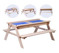 dobar® 94361FSCe - Mesa de Barro para niños para Exteriores, Incluye 2 Cajas de Barro extraíbles, 4 plazas, 107 x 94 x 50,5 cm, Color Natural/Azul