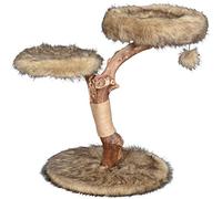 dobar Árbol rascador de diseño Jimmy con Troncos Naturales y Pelota, Muebles para Gatos con Dos Superficies de Descanso, diámetro 50 x 72-82 cm, Color marrón