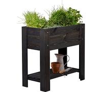 dobar® Bancal Elevado Urban con Estante | Jardinera elevada para Verduras | Ensaladera de Madera Maciza | Jardinera para balcón, jardín o terraza | 80 x 40 x 78 cm | Antracita