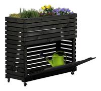 dobar® Bancal Grande de Madera Maciza tamaño XL con Ruedas - bancal Elevado con Compartimento de Almacenamiento - 72 x 32,5 x 78 cm - Antracita