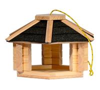 dobar Casa de pájaros XL Nero Colgante de Madera Maciza con Techo de betún - Comedero para pájaros para Colgar, Color Negro