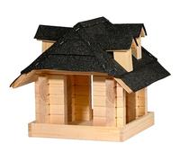 dobar Casa Grande para pájaros de Madera Maciza con Techo de betún Negro, comedero para pájaros para Montaje en Soporte, Color Natural