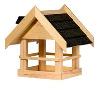 dobar Casa Grande para pájaros Noir de Madera Maciza con Techo de betún Negro, comedero para pájaros para Montaje en Soporte, Color Natural