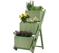 dobar Escalera Plegable para Plantas de diseño Individual, 3 macetas separadas, Incluye película para Plantas, Escalera de Flores, Verde Menta, 41 x 55 x 85 cm