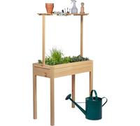 dobar® Florenz 58255FSCe - Bancal de Madera Maciza para Ensalada con Estante Elevado, para balcón Estrecho, para Verduras elevadas, Incluye Fieltro, 80 x 40 x 145 cm, Color Natural