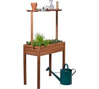 dobar® Florenz 58256FSCe - Bancal de Madera Maciza para Ensalada con Estante Elevado, para balcón Estrecho, para Verduras elevadas, Incluye Fieltro, 80 x 40 x 145 cm, Color marrón