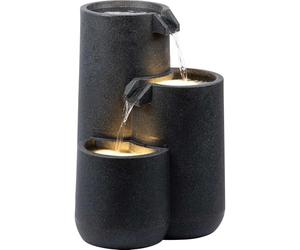 dobar® Fuente de jardín Brahma con iluminación LED, 3 Niveles de Polietileno Reciclado, Cascada para decoración de jardín, 44 x 42 x 60,5 cm, Antracita