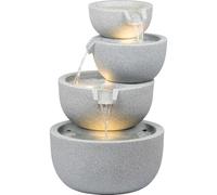 dobar® - Fuente de jardín Rama con iluminación LED, Fuente de 4 Niveles de Polietileno Reciclado para decoración de jardín, 51 x 46,5 x 72,5 cm, Color Gris Piedra