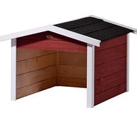 dobar® Garaje para Robot cortacésped de Madera como Kit de construcción - Refugio para Robot cortacésped con Techo bituminoso - 76 x 68 x 52 cm - Rojo/Blanco