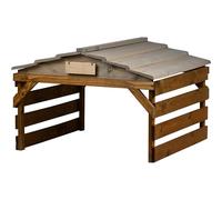 dobar Garaje para Robot cortacésped de Madera con Techo extraíble, con Escudo Personalizable, 78,5 x 74 x 52,5 cm, Gris/marrón