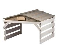 dobar Garaje para Robot cortacésped de Madera con Techo extraíble, con Escudo Personalizable, 78,5 x 74 x 52,5 cm, Gris/Blanco