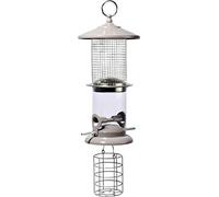 dobar Gran comedero multifunción XL para pájaros Silvestres de 16 x 16 x 50 cm, Metal, 11524, Color Blanco