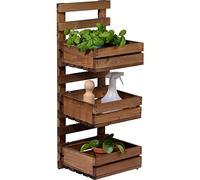dobar® green label 58388FSCe - Escalera de flores de 3 niveles para montaje en pared, estantería de pared flexible de madera resistente, escalera para jardín, terraza/balcón, 29,5 x 26,5 x 74,5 cm,