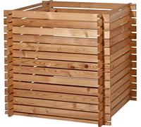 dobar® Green Label 58630FSCe Lärchi Compostador de Madera con Sistema de Ranuras, Recipiente Cuadrado para compostaje de Madera Maciza, compostador de jardín de 420 L, Kit de construcción, 79 x 79 x