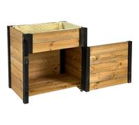 dobar® Green Label - Bancal Alto Enrollable con Compartimento de Almacenamiento, Incluye Lana de Oveja, Talla M, 60 x 40 x 62 cm, Color Negro y marrón