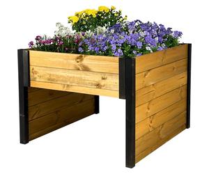dobar® Green Label - Garaje para Robot cortacésped de Madera con Jardinera (Incluye Lana de Oveja, Refugio automower, Bicolor, 79 x 73 x 56 cm), Color Negro y marrón
