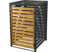 dobar® Green Label - Revestimiento para Cubos de Basura (1 Unidad, 240 L, Madera en Color marrón-Negro, como Kit de construcción, Caja para Cubos de Basura con Tapa y Puerta basculante, 2 Colores, 77