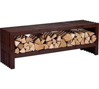 dobar jardín Svensson con Espacio de Almacenamiento, Estante de leña, Resistente a la Intemperie, Banco Barnizado de Pino, 138 x 32 x 45,5 cm, marrón Oscuro, 138 x 31.5 x 45 cm