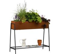 dobar Jardinera de Metal sobre pilotes - bancal Alto en cómoda Altura de Trabajo Aprox. 80 cm - Macetero con Aspecto de óxido Precioso como Separador de Habitaciones para jardín, balcón y terraza