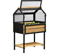 dobar® Jardinera Grande con semillero de Madera de Pino, tamaño L, 76 x 48 x 118 cm, Color Antracita Natural