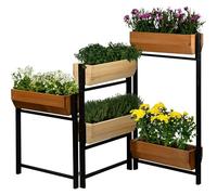 dobar® Jardinera Vertical Flexi con 5 Niveles - Jardinera Flexible de Pino - Jardinera Plegable - 165 x 18 x 105 cm - Negro/Marrón/Natural