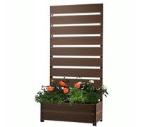dobar® Macetero XXL de WPC con Alta protección Visual de Enrejado, Gran Jardinera Ideal para Balcones y terrazas, 72 x 33 x 137 cm, Color Gris Plateado