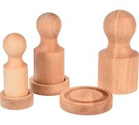 dobar ollas 3 x Grandes/Maceta de Papel Prensa de Madera Redonda, diámetro 7 cm 9 cm 11 cm, Haya barnizada Beige