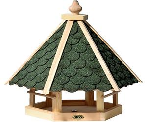 dobar Pajarera de Madera de Pino con Tejas de betún Verde para Fijar a una Superficie o para Colgar, Cuadrada/Hexagonal