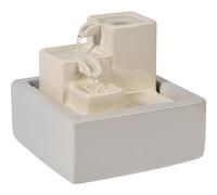 dobar® Pequeña Cascada de cerámica de Tres Niveles en diseño de Piedra - Fuente Interior - 19 x 19 x 16,5 cm - Blanco
