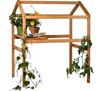 dobar® Ranktorm - Torre para Tomates y Fresas con Estante - Torre de Madera para bancal Alto Cubo 2,0 - 74 x 54 x 89 cm - marrón