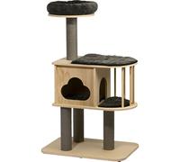 dobar® Rascador Mila Grande de Madera con Fundas de Color Antracita Desmontables, rascador Estable con Cueva de Peluche, 68 x 48 x 116 cm
